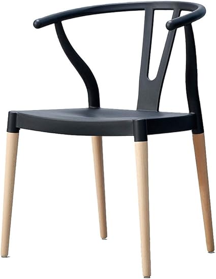Amazon いす ダイニングチェア ワンピースシートプレートホーンチェアー肘掛け付レストランyチェア無垢材脚アームチェア最大積載量 264ポンド Color Black Bseack ダイニングチェア 通販