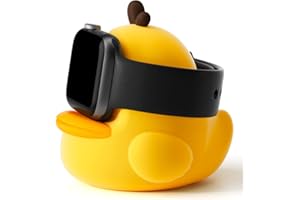 ELETIUO Charger Stand Compatible with Apple Watch Series 49/46/45/44/42/41/40/38mm iWatch Ultra2/Ultra/10/9/8/SE2/7/6/SE/5/4/3/2/1,Cute Duck Silicone Dock,Supports Night Stand Mode,Yellow