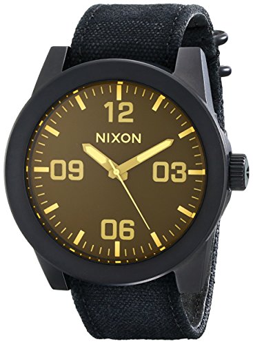 NIXON Men's Corporal Series Analog Quartz Watch / Leather or Canvas Band / 100 M Water Resistant and Solid Stainless Steel Case