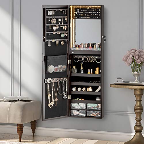 LUXFURNI - Armario con luz LED para Colgar en la Pared o en la Puerta