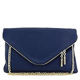 Large Envelope Clutch Bag with Chain Strap Navy