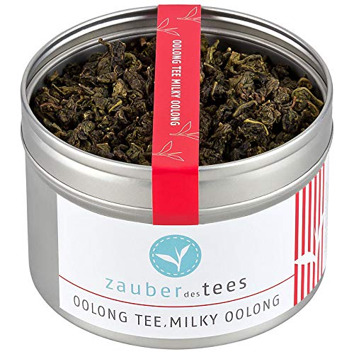 Zauber des Tees Milky Oolong Tee â Premium Oolong Tee mit feiner Milchnote, halbfermentierter Grüner Tee lose mit zauberhaftem Geschmack, Top-Qualität in wiederverschlieÃbarer Dose, 65 g
