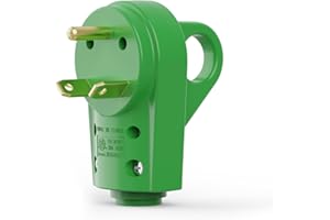 RVGUARD 30 Amp RV Replacement Plug, NEMA TT-30P, 30 Amp 125 Volt Replacement Plug with Disconnect Handle, Green