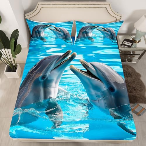 Erosebridal Cute Dolphin Fitted Sheet Full Size