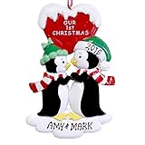 Penguin Couple Our 1st Christmas Personalized Tree Ornament