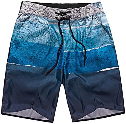 BINGKA Men's Quick Dry Swim Board Shorts Surfing Trunks World Map Printing Beach Shorts