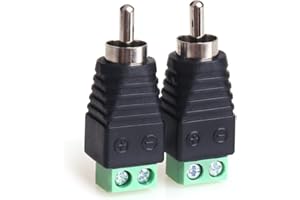 MOBOREST RCA Cable Audio Adapter, Phono RCA Male Plug to AV Screw Terminal Audio/Video Speaker Wire connectors Solderless Adapter(RCA Male-2pack)