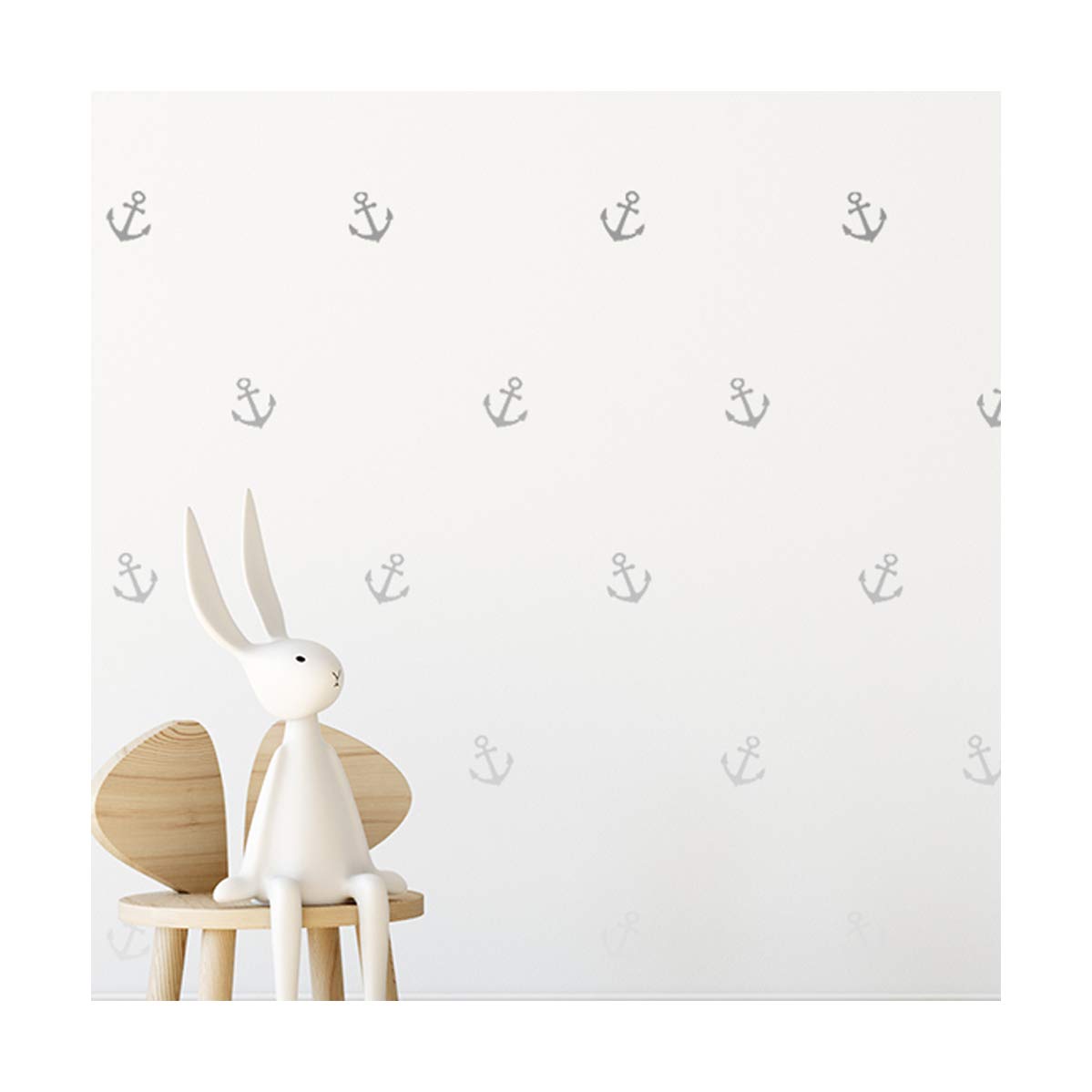 StickerDeen | Sailor's Anchor Pirate Ship Pattern Style Shape Decoration Removable Nursery Wall Art, Window, Furniture Vinyl Decal Stickers Gift | (Pack of 72) (Silver)