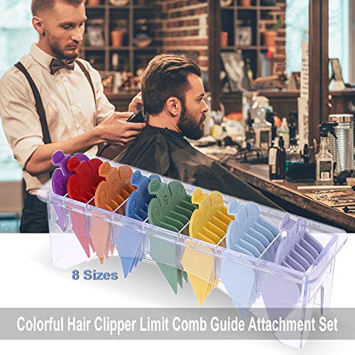 Professional Hair Clipper Guards Guide Combs, 8 Color Coded 1/8'' to 1