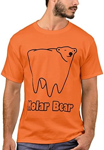 Zazzle Men's Basic T-Shirt, Molar Bear Polar Tooth Bear Baby T-Shirt, Athletic Orange S