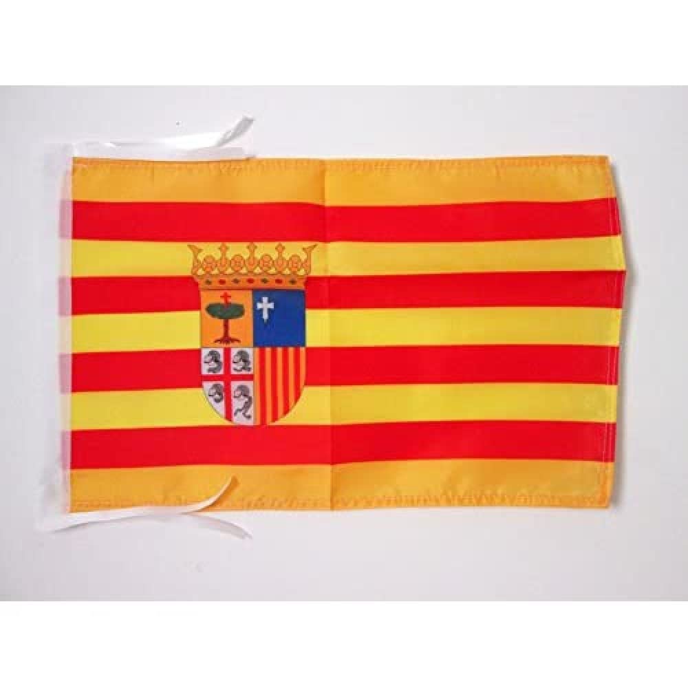 AZ FLAG - Aragon Flag - 18'' x 12'' - 100% Polyester Spanish region of Aragón Small Banner with Two Cords - Fade Resistant - Vivid Colors - 18x12 in - 45x30 Cm — image 1