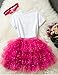 NNJXD Girl Newborn Crown Tutu 1st Birthday 3 Pcs Outfits Romper+Dress+ Headband Size (1) 1 Year Rose