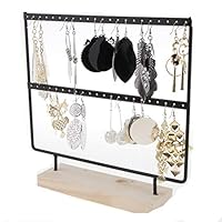 Vkarh Elegant Jewelry Display Stand 2 Tier, Earrings Necklaces Display Rack Retail Stores Trade Show, Wood Base Metal Jewelry Organization