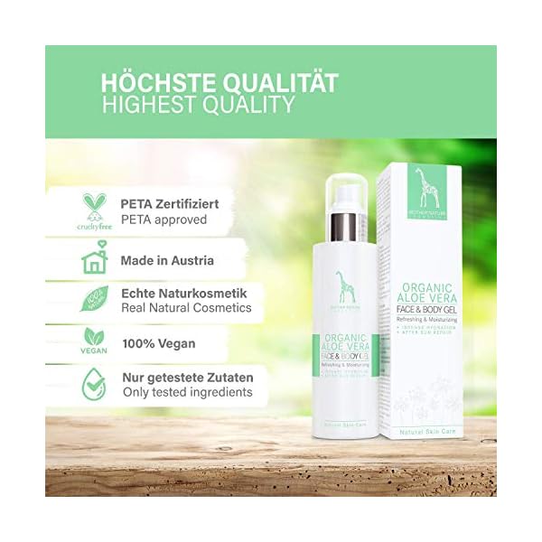 ORGANIC-Aloe-Vera-Gel-AFTER-SUN-with-100-PURE-ALOE-VERA-JUICE-Vegan-200-ml-Made-in-Austria-Natural-Moisturising-Gel-for-Body-and-Hair ORGANIC Aloe Vera Gel - AFTER SUN with PURE ALOE VERA JUICE - Vegan - 200 ml - Natural Moisturising Gel for Body and…