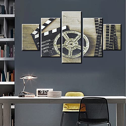 Movie Theater Decor Black and White Pictures Metal Film Reel Paintings