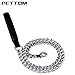 Pettom Dog Chain Leash Metal Dog Lead Training Steel Leash Heavy Duty Chew Proof Leash with Padded Handle for Medium Large Dogs (4'/4.0mm Large Chain, Black)