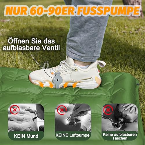 SWTMERRY High Quality Inflatable Sleeping Mat - 12cm Thickened Sleeping Mat with Foot Pump & Pillow, Waterproof Lightweight Space Saving Air Mattress for Outdoor Camping, Hiking, Beach, Travel, Tent