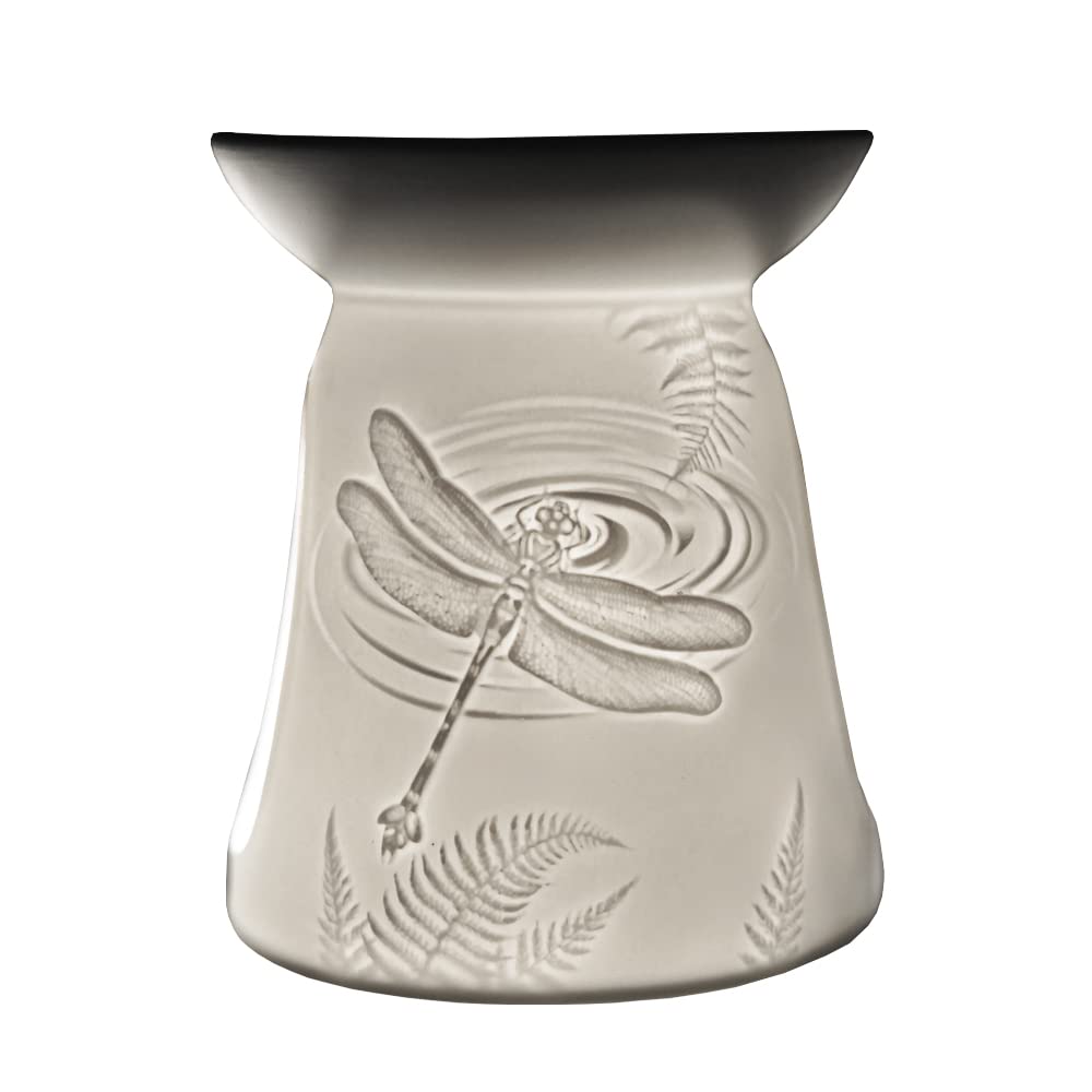 Cello Wax Melt Burner, Dragonfly Design, Tea Light Burner, Porcelain, Lithophane, Engraved, Suitable for Wax Melts, Essential Oils, Fragrance Oils