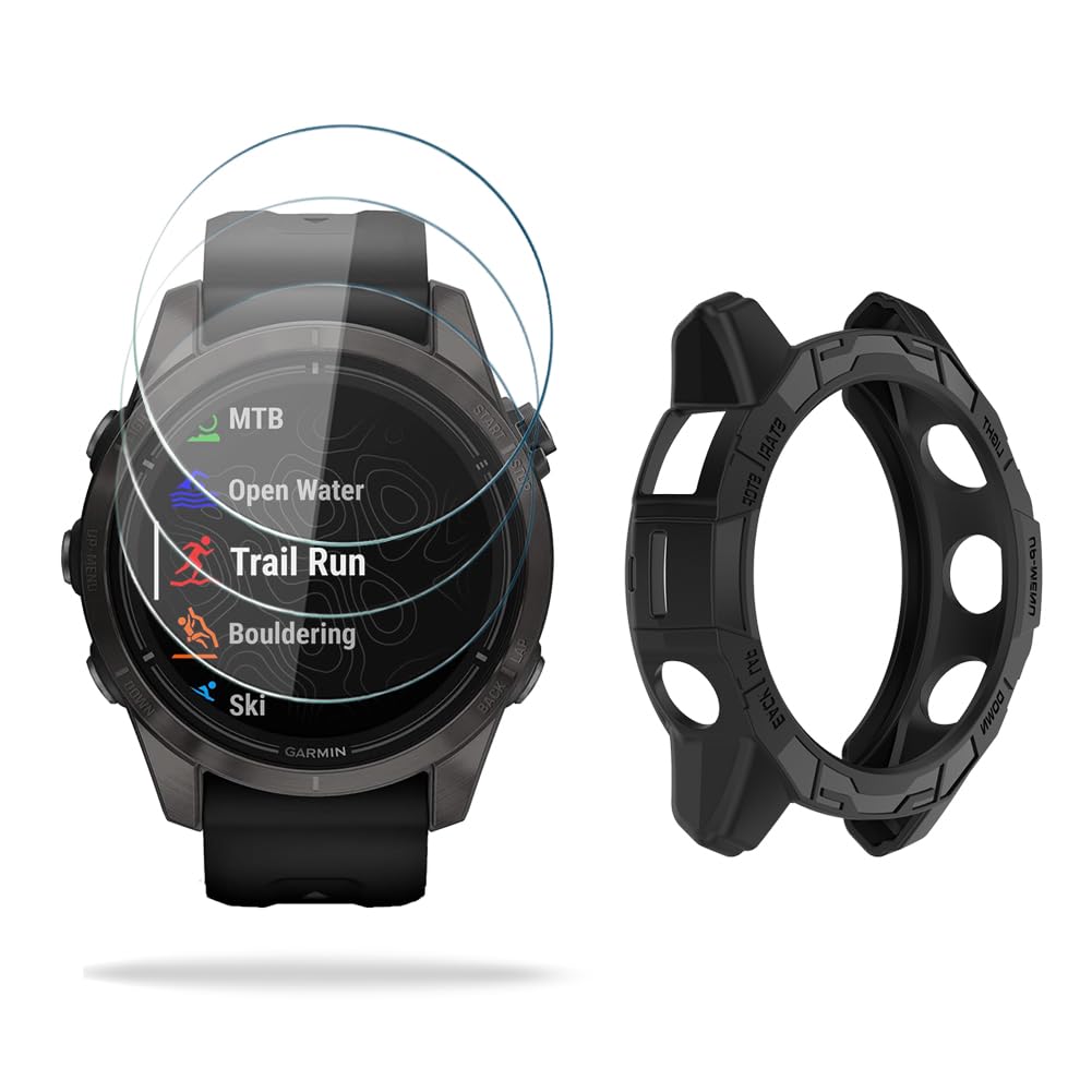 Photo 1 of HUADU Watch Screen Protector Compatible for Garmin Epix pro 42MM /Fenix 7S, Tempered Glass Film Anti Scratch High Definition Full Coverage and Soft TPU Protective Case cover