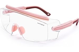 UKNOW Safety Goggles Over Glasses, Anti Fog Safety Glasse with Clear Wraparound Lens, ANSI Z87.1 Protective Eyewear