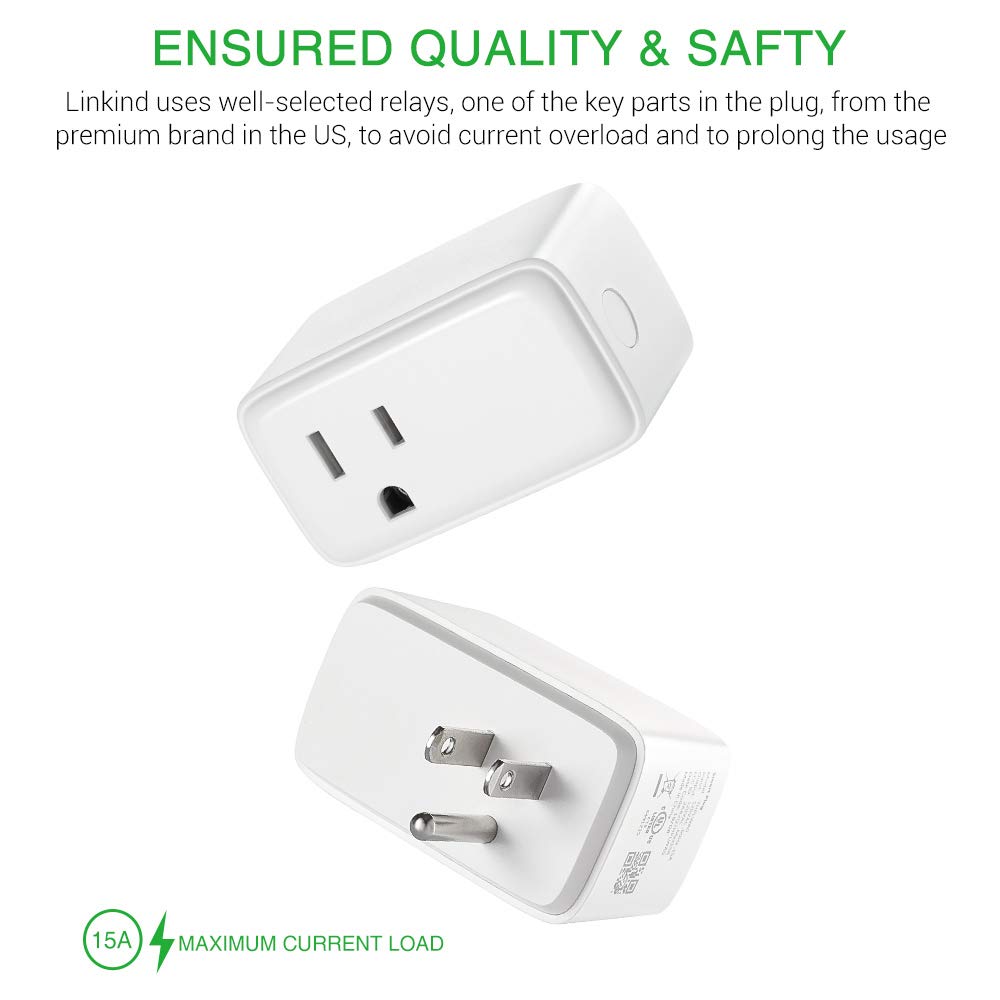 Linkind WiFi Smart Plug, No Hub Required, Compact Wi-Fi Outlet, Compatible with Amazon Alexa for Voice Control, APP Remote Control, FCC Certified, Pack of 2