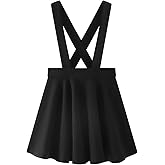 Noomelfish Girls Suspender Skater Skirt Stretchy Cotton Flared Overall Dress (4-12 Years)