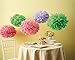 Kubert Party Tissue Paper Flowers of 8, 10, 14-Inch, 18 Pieces, Assorted Colors