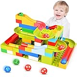 Elover Marble Run Set Building Blocks Construction Toys Set STEM Learning Toys Puzzle Race Track for Kids (73 Pieces)