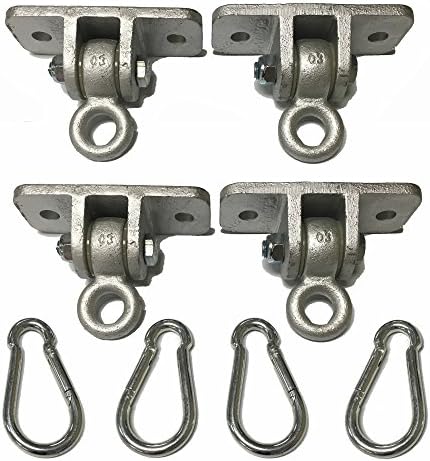 CONGOSet of 4 Commercial Swing Hangers Galvanized to Attach to Wooden Beams Includes Hanging Snap Hooks (Carabiners)