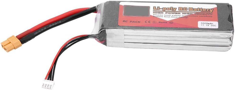 RC Li-Po Battery, 3S 11.1V 6000mAh 500mAh 4500mAh 5500mAh Rechargeable Li-Po Battery with XT60 Plug (5500mAh 60C)