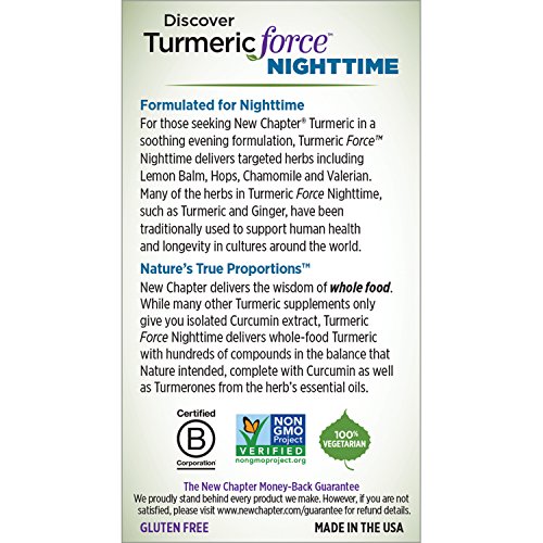 New Chapter Turmeric Supplement + Sleep Aid Turmeric Force Nighttime for Sleep Support with