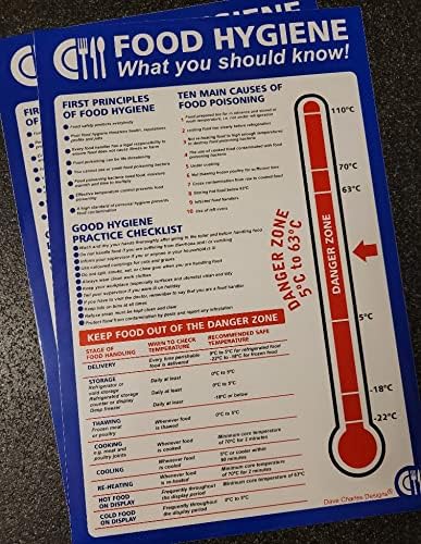 DAVE CHARLES DESIGNS 2pk Food Hygiene Temperature Posters 200x300mm Self