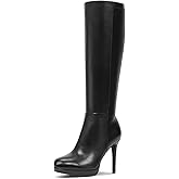 Lumeheel Black Knee High Boots Women - Platform Pointed Toe Stiletto Heel Suede Tall Boots for Fall Winter