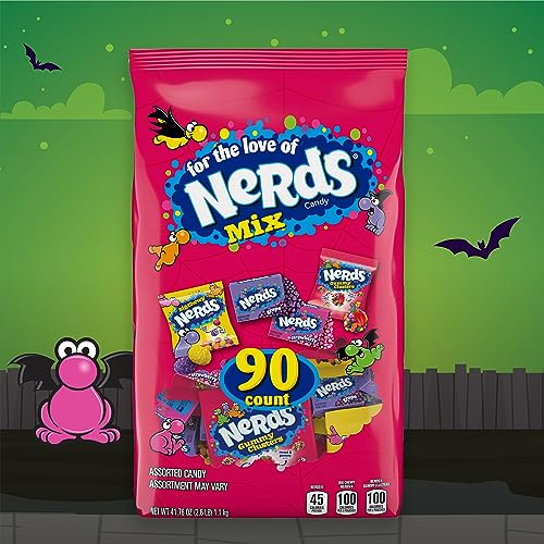 NERDS ASSORTED HALLOWEEN TRICK OR TREAT CANDY MIX, 90CT BAG