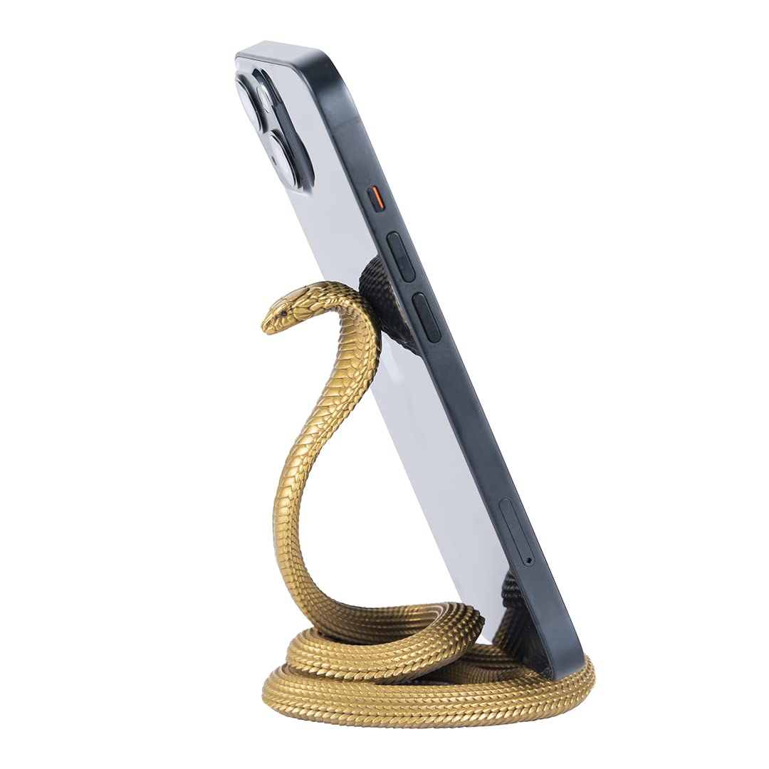 COPPERTIST.WU phone stand for desk, Brass cobra phone holder, desktop mobile phone holder, creative desk decoration, mobile phone tablet accessories