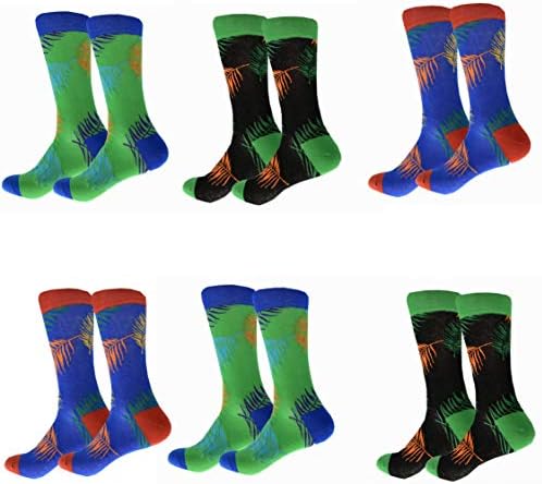 ARABINXIN Mens Fun Funky and Colorful Patterned Dress Socks with Cool and Crazy Designs -6Pack