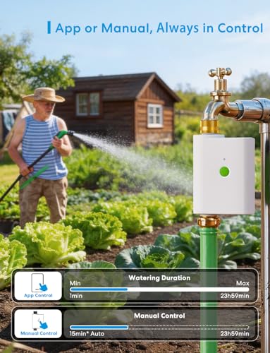 meross WiFi Water Hose Timer with WiFi Hub, Smart Sprinkler Valve with Brass Inlet & Outet, Work with Apple Homekit, Alexa & Google Assistant, Watering Timer for Lawn, Garden, Yard and Pool