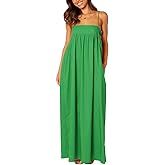 ebossy Women's Summer Backless Tied Spaghetti Straps Casual Loose Cutout Maxi Dress with Pockets
