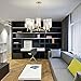 VINLUZ Contemporary 5 Light Chandelier Lighting Brushed Brass Clear Glass Shades Modern Pendant Lamp Rustic Dining Room Lighting Fixtures Hanging Adjustable Wire Semi Flush Ceiling Lights