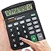 2 Packs of 12-Digit Standard Desktop Calculator, SourceTon Basic Handheld Calculator with Large LCD Display and Large Buttons, Dual Powered Office Calculator, Black