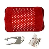 Hand Warmer - WITERY Portable Rechargeable Electric Heat/Hot Water Bag with Soft Velvet Cover - Ideal for Warm Your Hands/Pain Relief/Muscle Relaxation & Comfort Use and As Pillow Red