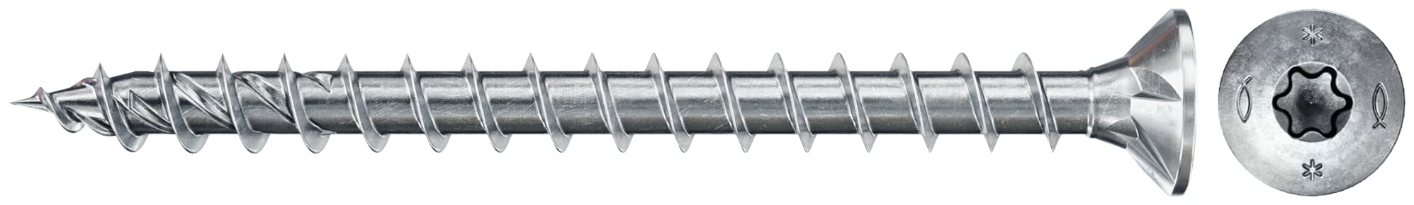 Fischer Power-Fast II Chipboard Screws 4.5 x 40 mm Countersunk Head with Inner Star TX Full Thread Galvanised Blue Passivated Pack of 50