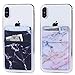 2Pack Marble Adhesive Phone Pocket,Cell Phone Stick On Card Wallet,Credit Cards/ID Card Holder(Double Secure) with 3M Sticker for Back of iPhone,Android and Smartphones-Double Pocket (Black&Purple)