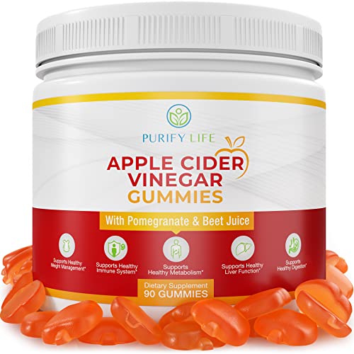Detox Apple Cider Vinegar Gummies for Adults (90 chews), Unfiltered ACV