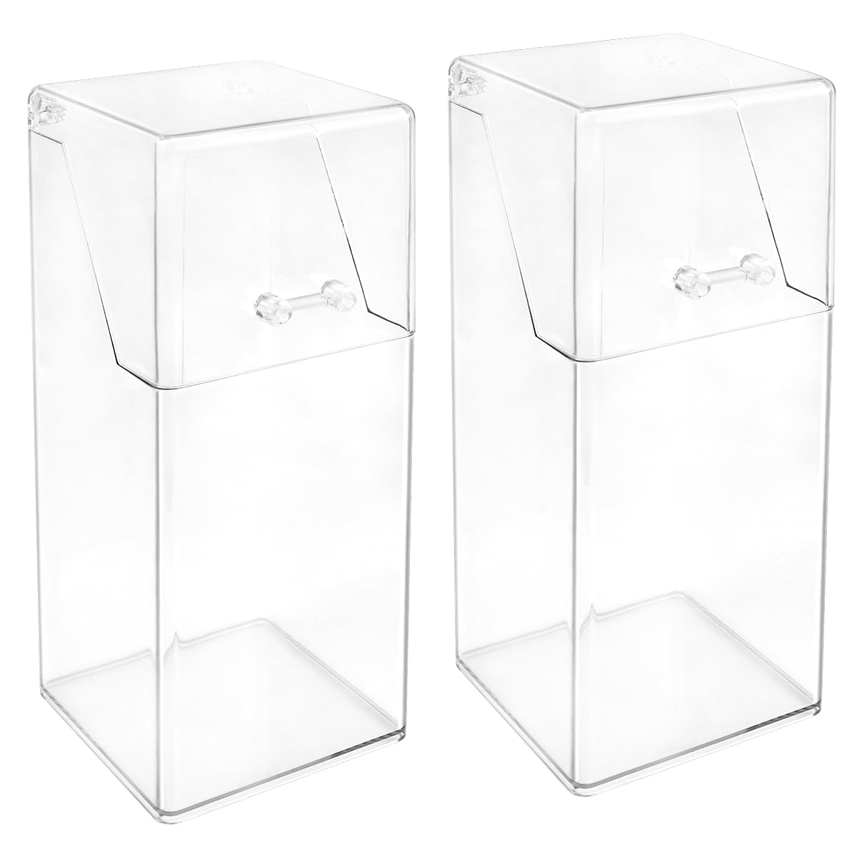 Photo 1 of Katigate 2Pcs Acrylic Makeup Brush Organizer with Lid, Clear Makeup Brush Holders Brush Storage Dust Proof Box Makeup Organizer for Dressing Tables and Vanity