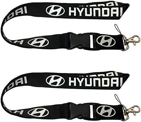 2pcs Set Black Hyundai Auto Lanyard Workout Gear Office And Auto Car Keychain Accessories Motorbike Superbike Lanyard With Webbing Strap Quick Release Buckle