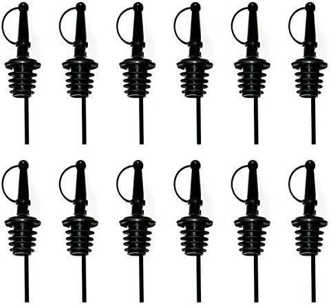 Bottle Pourer Attached Dust Cap Cover Spout Pour Liquor Stainless Steel Tapered Speed Spout Olive Oil - 12 Pack