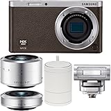 Samsung NX Mini Smart Wi-Fi Digital Camera with 9-27mm & 9mm Lenses, Flash & Case (Brown)