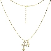 AICase For Chrome Cross Gothic Necklace for women 18K Gold Plated Double Goth Pendant Necklace Dainty Diamond Chain Choker De
