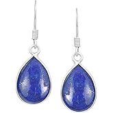 14K Yellow Gold Plated & Silver Plated Natural Gemstone Dangle Earrings for Women - Pear Shape Light Weight Trendy Birthstone Handmade Dangle & Drop Earrings Jewelry - Gifts for Her